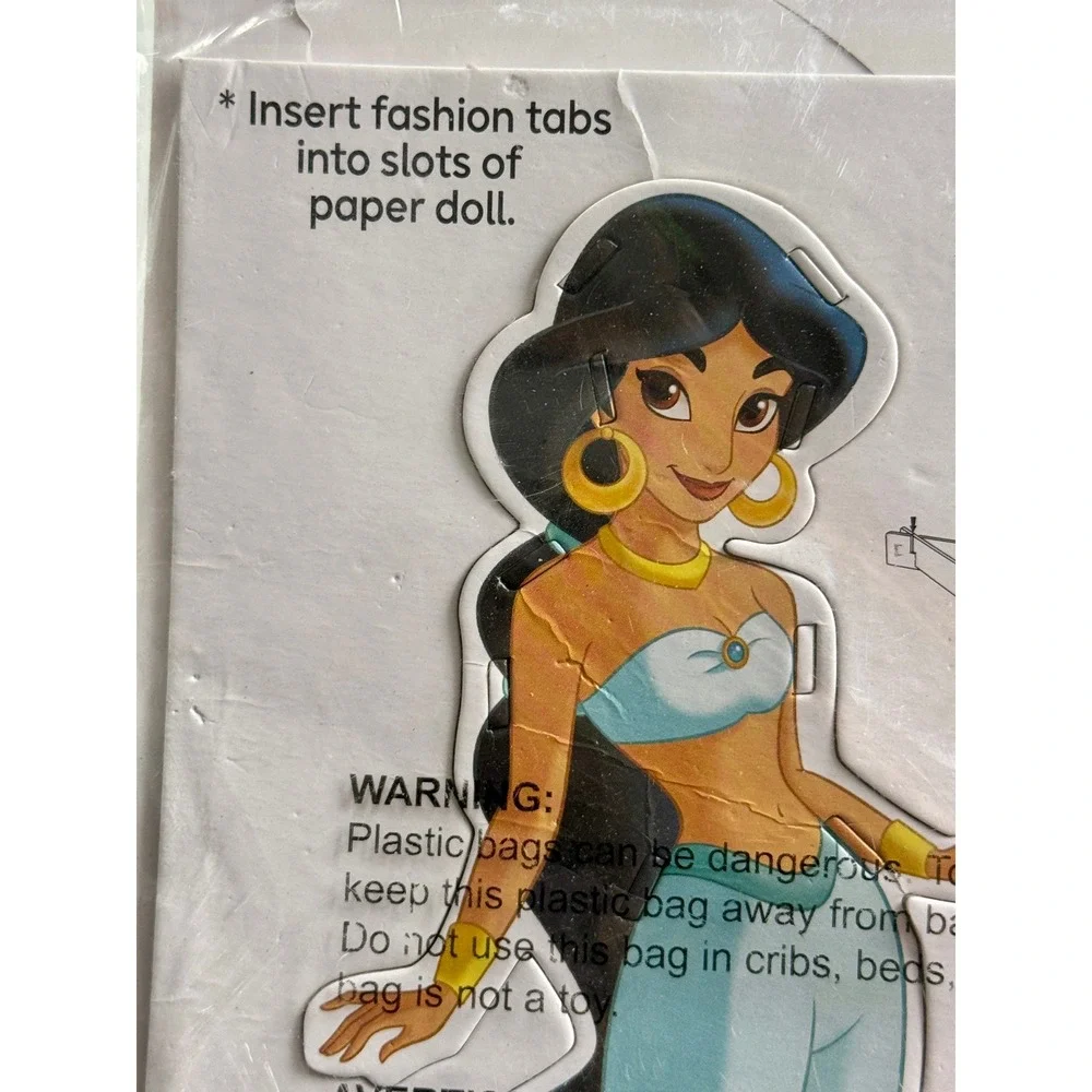 Disney Princess Jasmine Paper Doll Set Aladdin Outfits 2014GM01 New 8x6 Inch